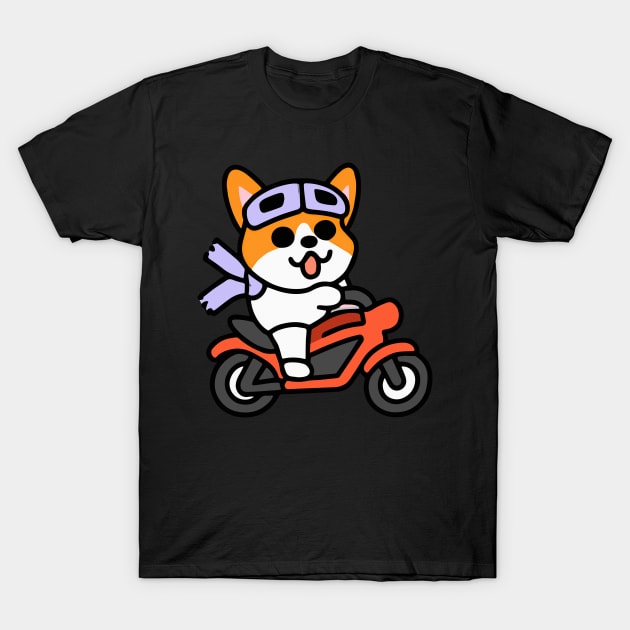 Biker Corgi Dog Lover Welsh T-Shirt by BetterManufaktur